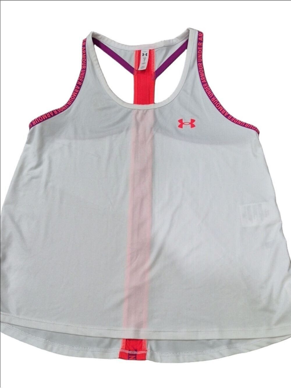 Under Armour Girls Knockout Tank Top White/Orange Size YLG